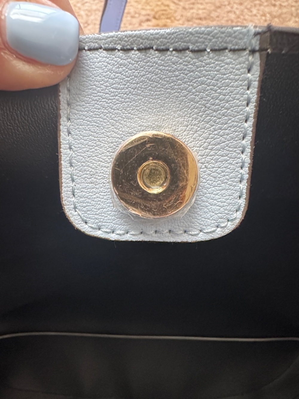Kate Spade Light Blue Leather Tote with Gold Logo - Picture 12 of 14